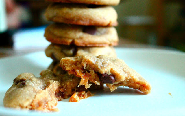 Salted Caramel Brown Butter Chocolate Chip Cookies