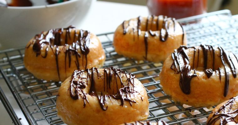 Baked Brown Butter Donuts with Salted Caramel Glaze