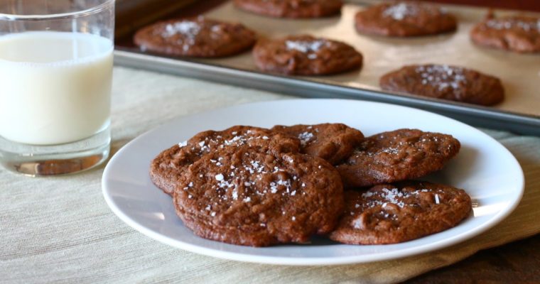 Chocolate Chocolate Chip Cookies with Sea Salt